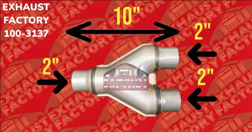 Universal Y Pipe Adapter Exhaust Pipe 2" Single 2" Dual 10" Overall length 100-3137