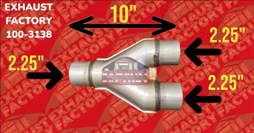 Universal Y Pipe Adapter Exhaust Pipe 2.25” Single / 2.25" Dual 100-3138