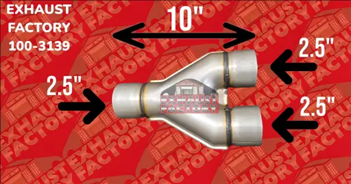Universal Y Pipe Adapter Exhaust Pipe 2.5” Single / 2.5" Dual 100-3139