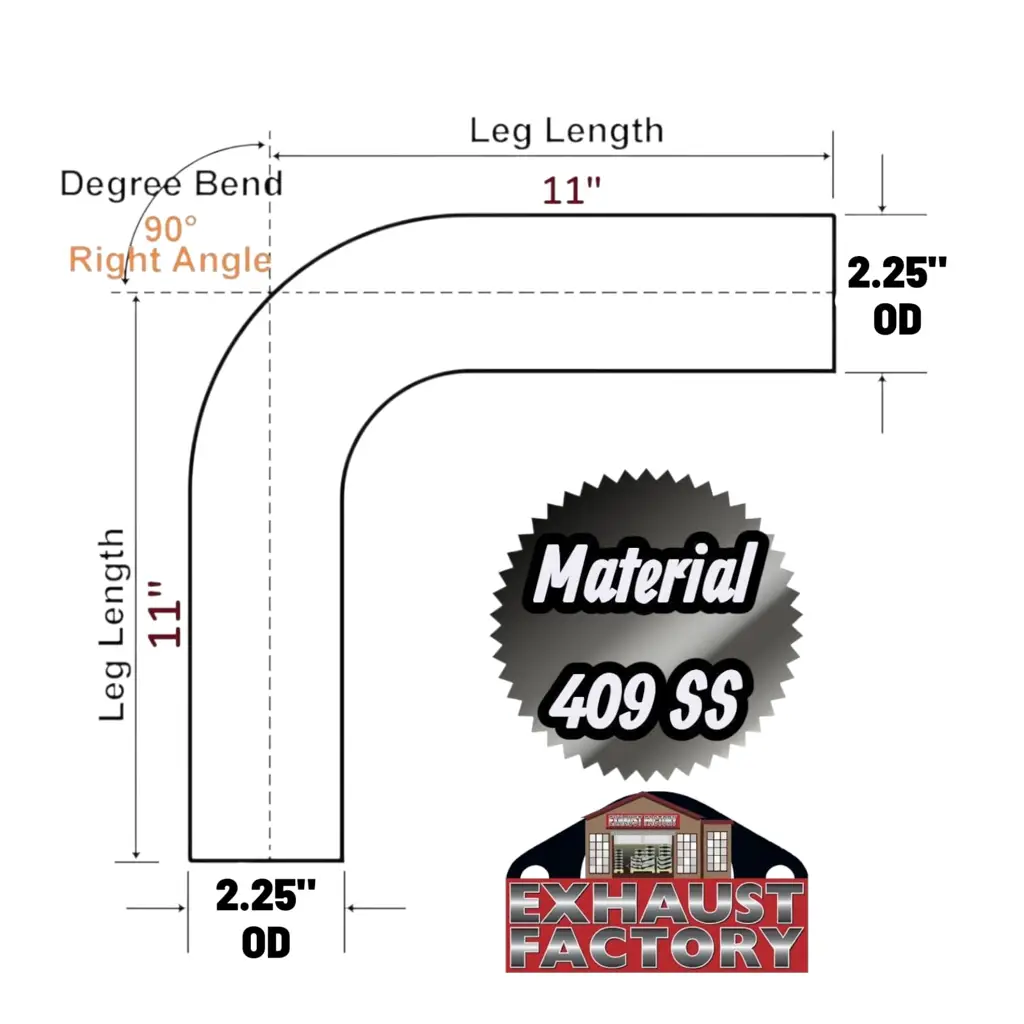 100-3246 90 DEGREE BEND PERFORMANCE EXHAUST PIPE 2.25 Inch (2.25") 409 STAINLESS STEEL image 5